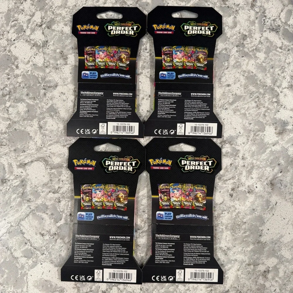 Pokemon TCG Mega Evolution Perfect Order Art Set Booster Sleeved 4 Pack 2026